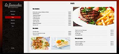 Catalogue et carte sur tablette